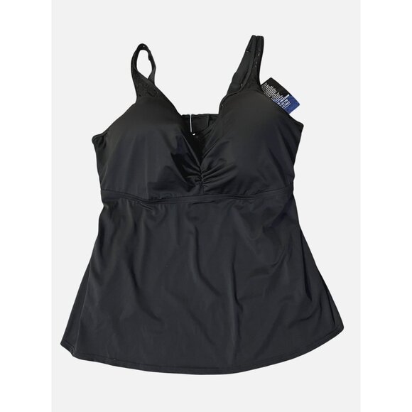 Swimsuits for All Tankini Top Womens 44F NEW Black Crochet Underwire - Picture 3 of 16